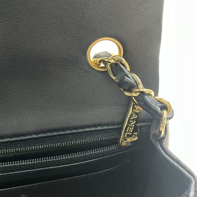Chanel Classic Flap Mini Rectangular Navy Lambskin Leather Gold Hardware, 2020