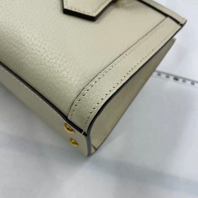 Gucci Diana Small East West Cream White Leather Bag Bamboo Handle with Strap