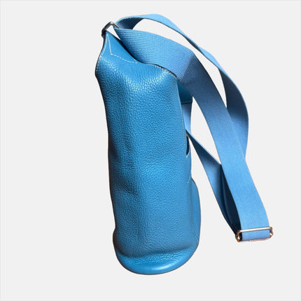 Hermès Taurillon Clemence Good News 28 PM Blue Jeans Hobo Crossbody Bag