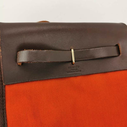 Hermes Herbag Mini Red and Orange Canvas Silver-tone Hardware Crossbody Bag