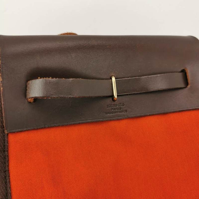 Hermes Herbag Mini Red and Orange Canvas Silver-tone Hardware Crossbody Bag