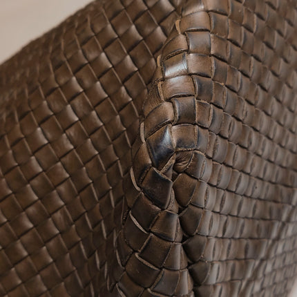 Bottega Veneta Cabat Tote Intreccio Leather Dark Chocolate Brown 44cm