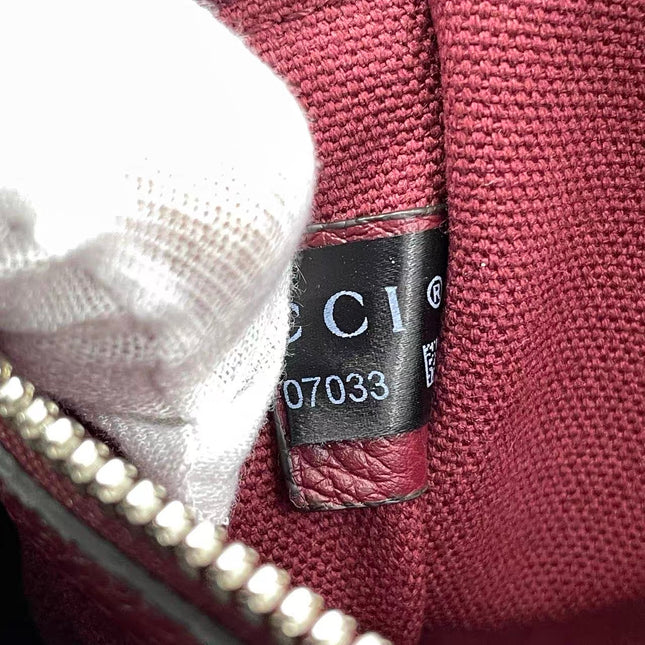 Gucci Jackie 1961 Burgundy Large Pebbled Leather Shoulder Bag with Strap