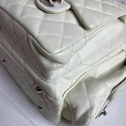 Chanel Cambon Multi-pocket Ligne Reporter Bag Large White Calfskin Leather