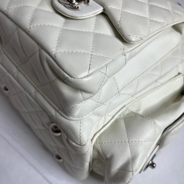 Chanel Cambon Multi-pocket Ligne Reporter Bag Large White Calfskin Leather