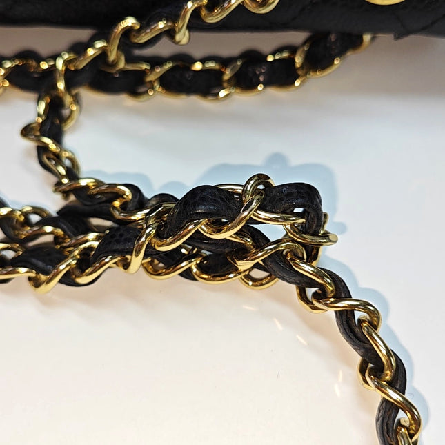 Chanel Classic Flap Medium Black Caviar Leather with 24k Gold Hardware, 2008
