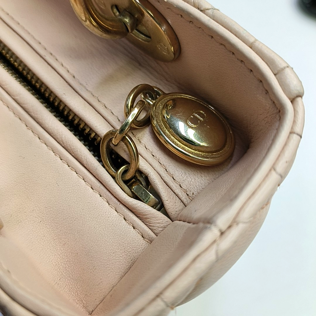 Lady Dior Medium Light Pink Lambskin Leather Gold Hardware