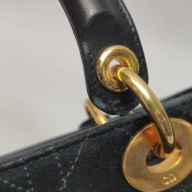 Lady Dior Vintage Medium Black Suede Leather Gold Hardware 1997