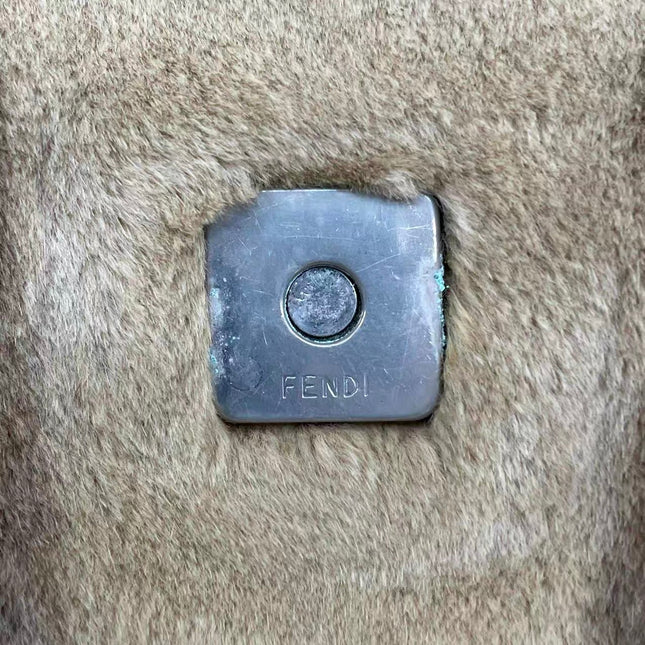 Fendi Mamma Baguette Brown Beige Soft Fur Shoulder Bag