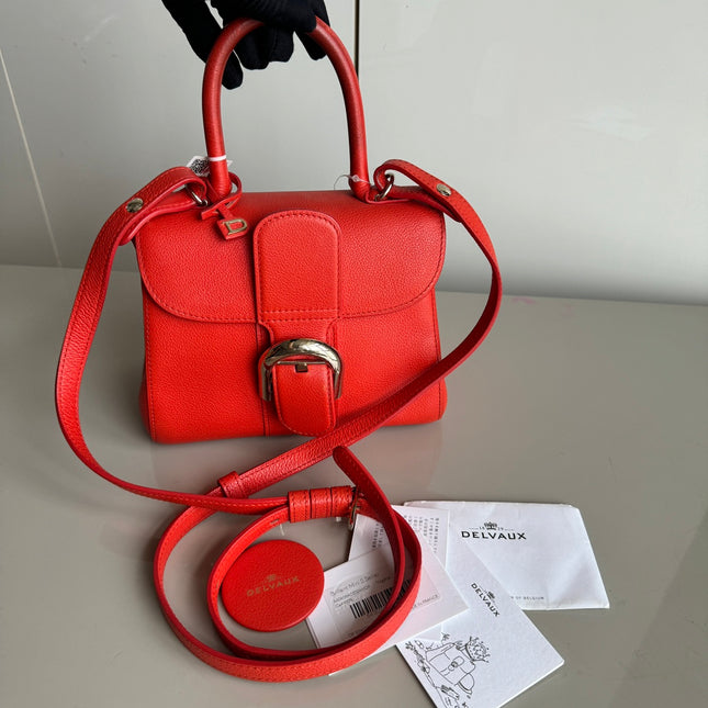 Delvaux Brilliant Mini Bright Red Calfskin Leather Crossbody Bag-Luxbags