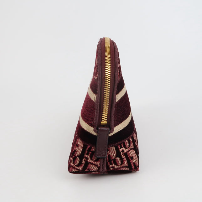 Christian Dior Velvet Oblique Cosmetic Pouch Burgundy