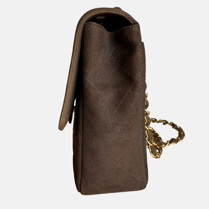 Sold Chanel Classic Flap Brown Suede Single Flap 24k Gold Plated Hardware