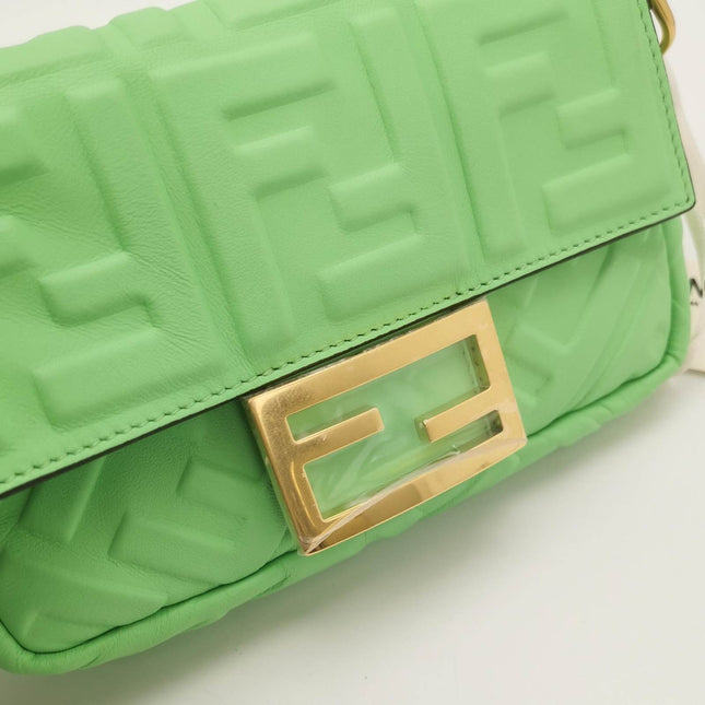 Sold Fendi Baguette Mini Green Nappa Leather Crossbody Bag