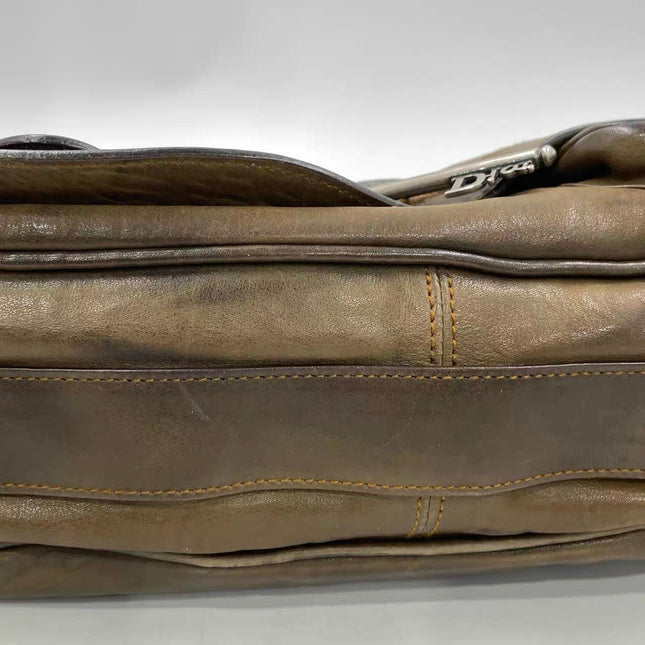 Dior Vintage Gaucho Large Brown Leather Crossbody Bag 36cm