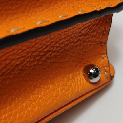 Fendi Peekaboo ISeeU Sellier Orange / White Interlace Leather Medium Top Handle Bag