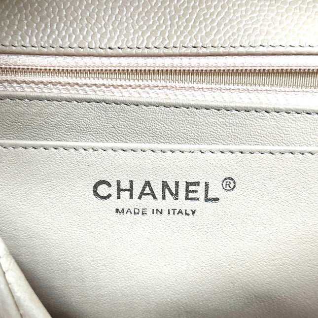 Chanel Classic Flap Jumbo 2009 Beige Caviar Leather Single Flap Silver Hardware