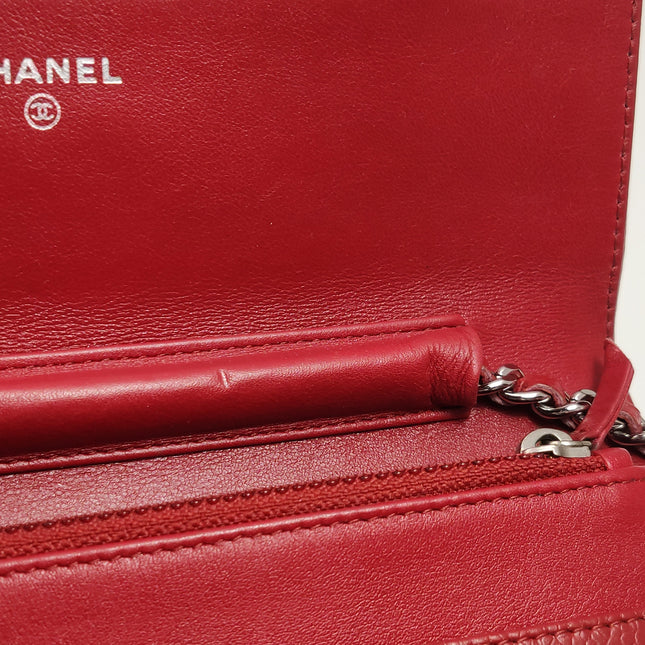 Chanel Wallet on Chain WOC Double CC Red Caviar Leather