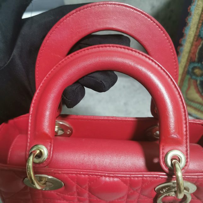 Sold Lady Dior Small My Abcdior Red Lambskin Cannage Leather