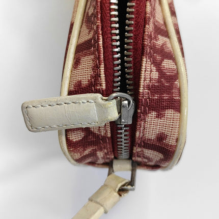 Dior No. 1 Trotter Pochette Clutch Red Oblique Canvas White Patent Leather