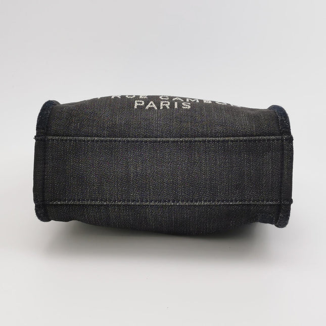 Chanel North South Deauville Tote Small Navy Denim Top Handle Shoulder Bag, 2012-2013