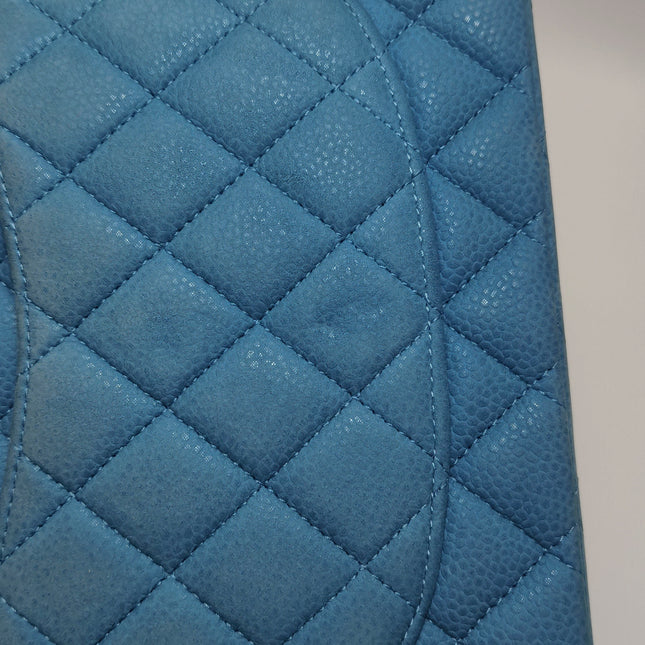 Chanel Timeless Classic Flap Medium Light Blue Caviar Leather Silver Hardware