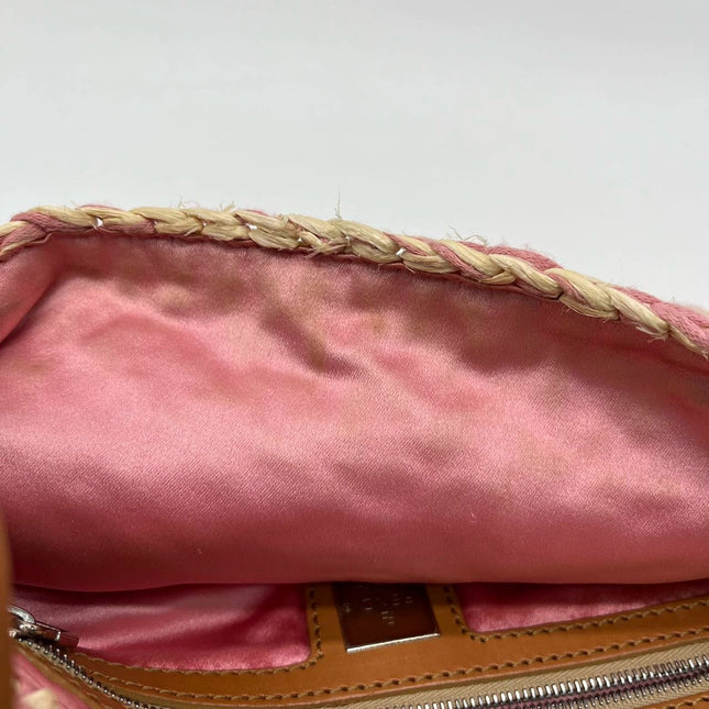 Sold Fendi Baguette Raffia Straw Multicolor Shoulder Bag