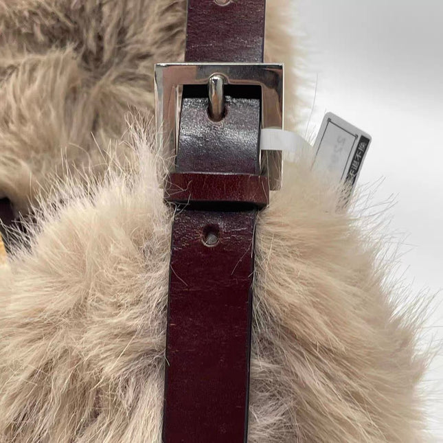 Fendi Baguette Soft Beige Fluffy Fur Shoulder Bag