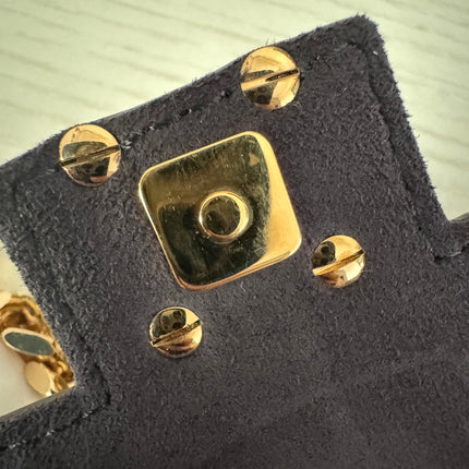 Fendi Nano Baguette Charm Gold Shiny Leather with Black Paints