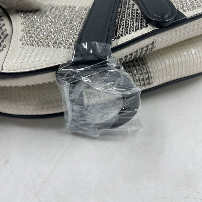 Sold Dior Saddle Mini Beaded Black and White checkered Pattern