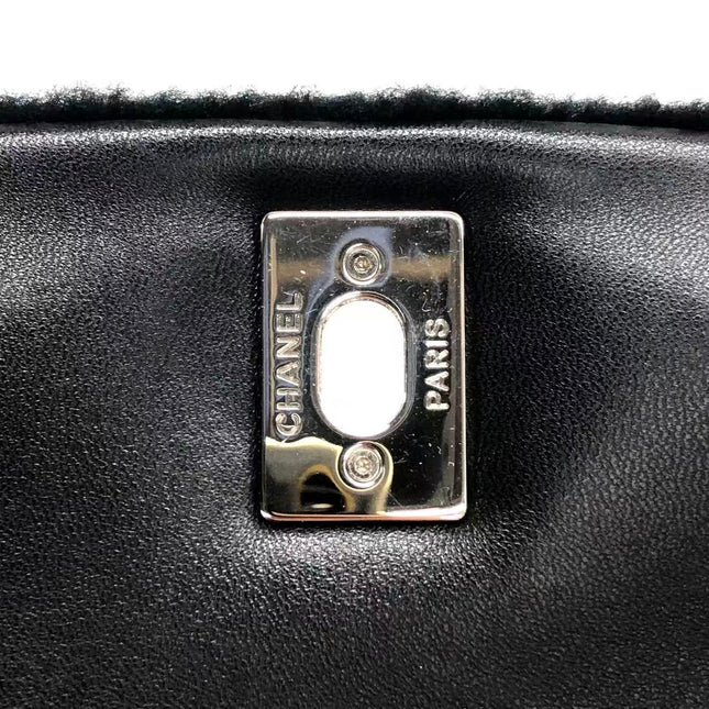 Chanel Medium Flap Bag Shearling and Leather Pop Art N.5 Silver Hardware