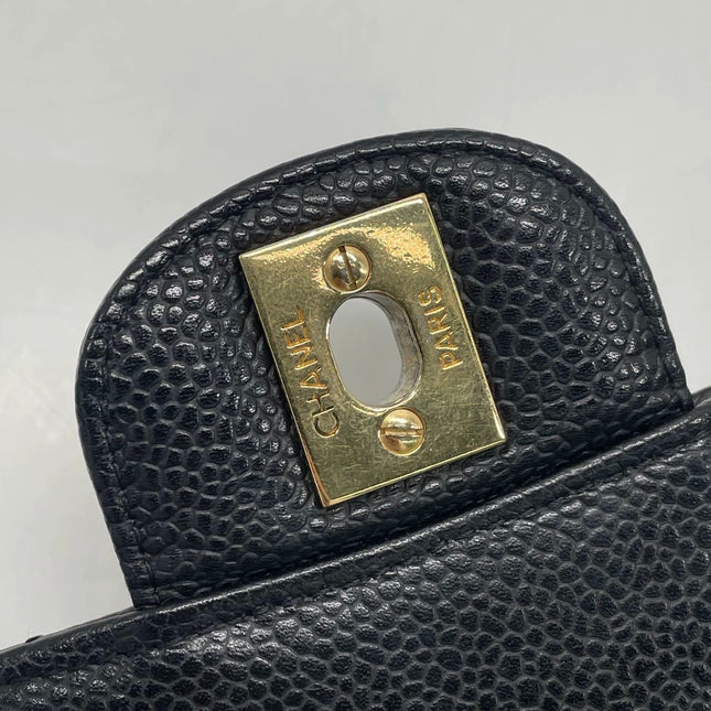 Chanel Classic Flap Medium Black Caviar Leather Gold Hardware, 2009-2010