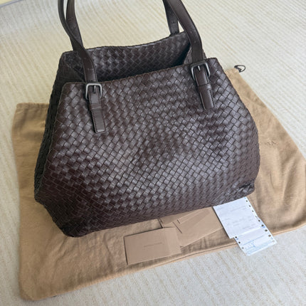 Bottega Veneta Cesta Shopper Tote Intrecciato Dark Brown Leather Large 50cm