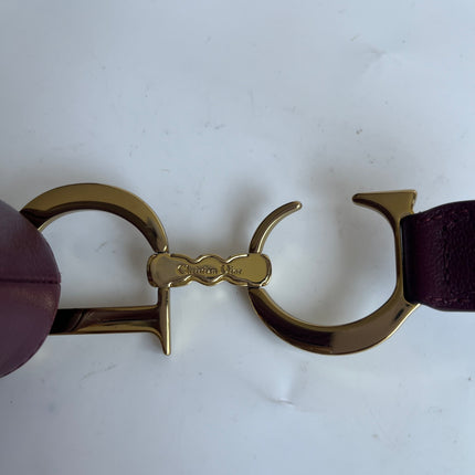 Dior Saddle Vintage Burgundy Purple Wine Calfskin Leather Gold Hardware Shoulder Bag