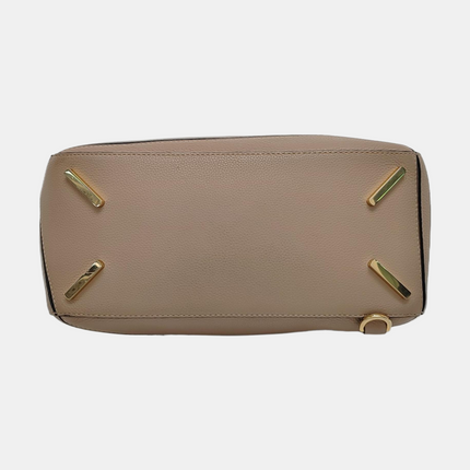 Loewe Puzzle Medium Sand Beige Calfskin Leather Bag Brown Strap