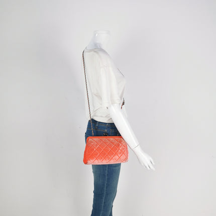Chanel KissLock Coral Orange Velvet Crossbody Bag