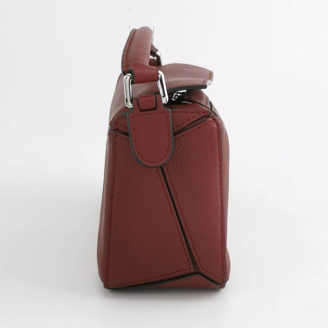 Sold Loewe Puzzle Mini Burgundy Calfskin Leather Crossbody Bag