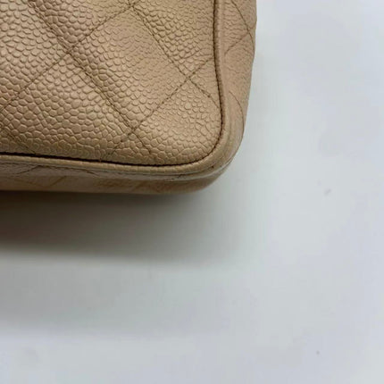 Chanel Medium Camera Case Bag Beige Caviar Leather Gold Hardware