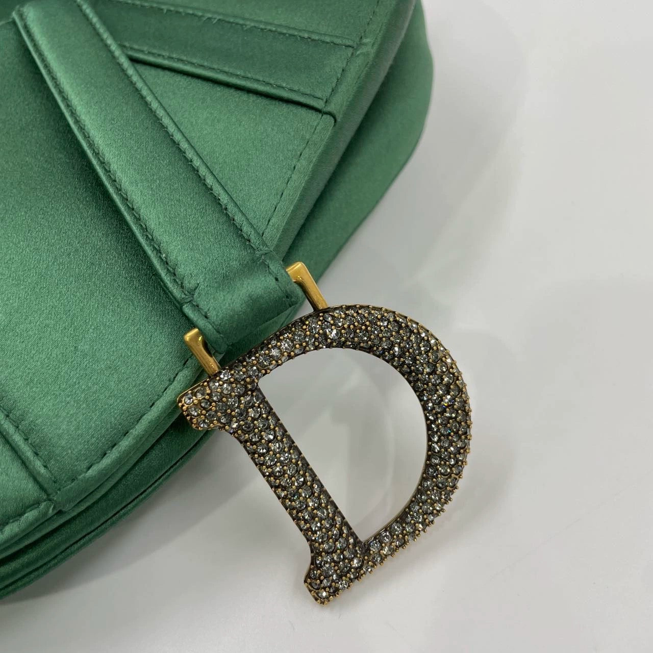 Dior Saddle Mini 2019 Silk Emerald Green with crystals