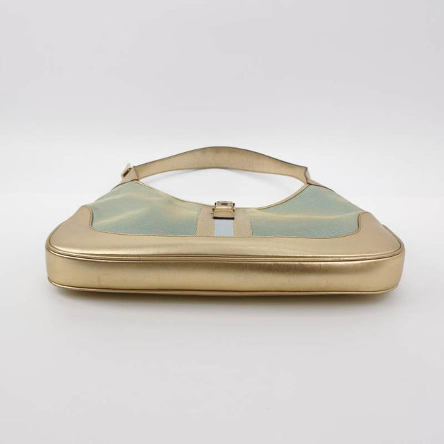 Sold Gucci Jackie Vintage Mini Blue Nylon with Gold Leather Shoulder Bag Medium