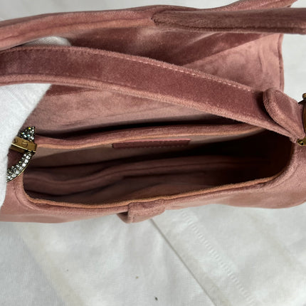 Dior Saddle Mini Pink Velvet Handbag with Crystals