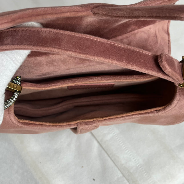 Dior Saddle Mini Pink Velvet Handbag with Crystals