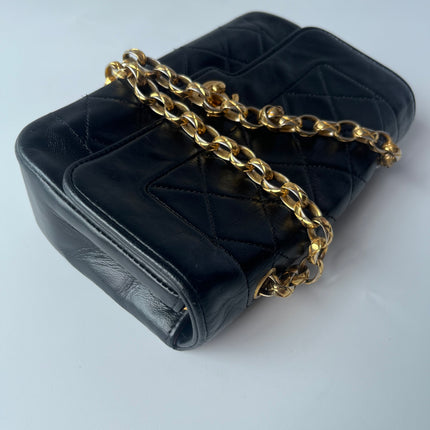 Chanel Diana Flap Bag Mini Black Leather Bijou Chain