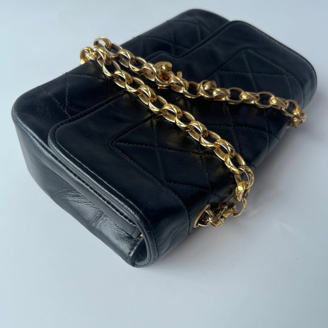 Chanel Diana Flap Bag Mini Black Leather Bijou Chain