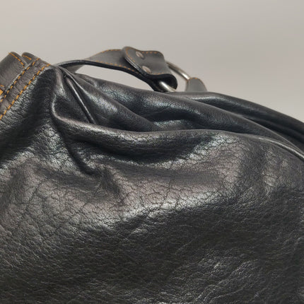Dior Vintage Gaucho Large Black Leather Crossbody Bag