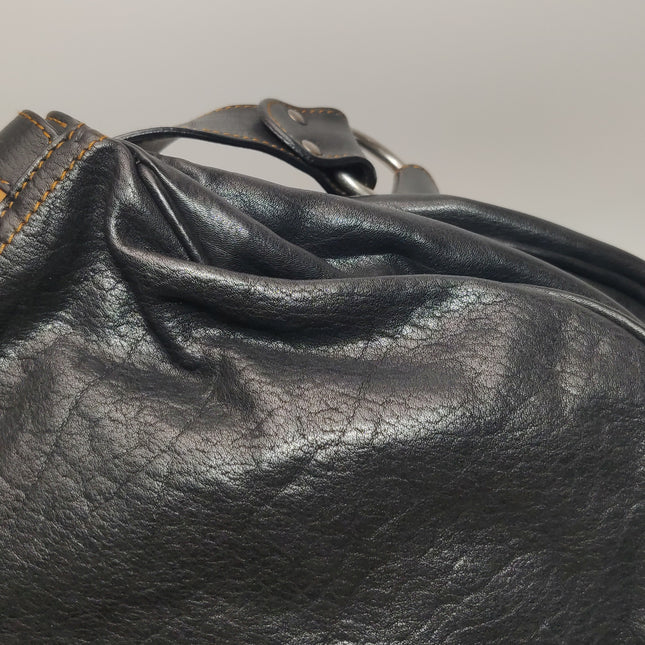Dior Vintage Gaucho Large Black Leather Crossbody Bag