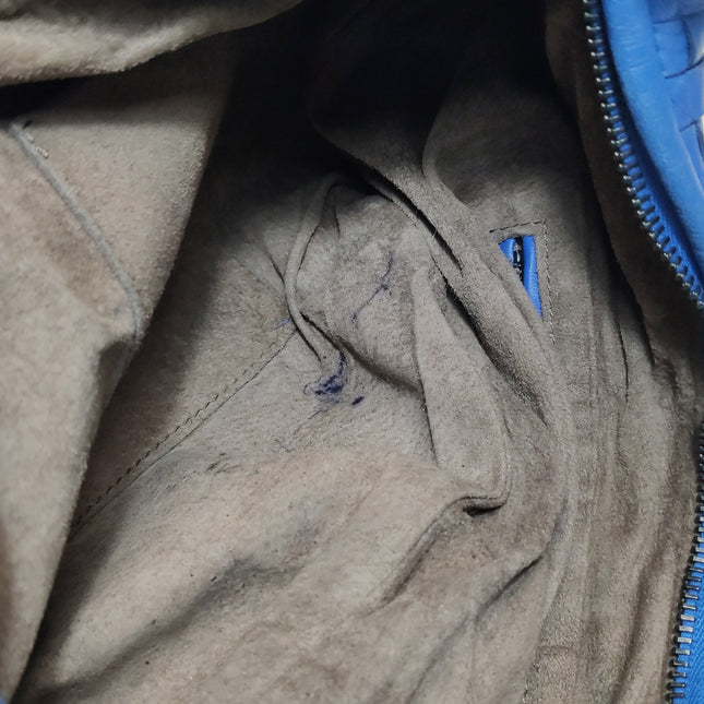 Bottega Veneta Hobo Bag Lambskin Leather Royal Blue 42cm Thick Shoulder Pad