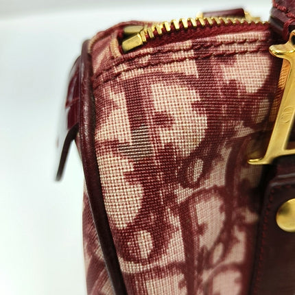 Christian Dior Trotter Boston Cloth Oblique Medium Red Handbag