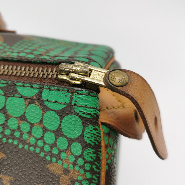 Louis Vuitton Kusama Town Speedy 30 Green Top Handle Bag