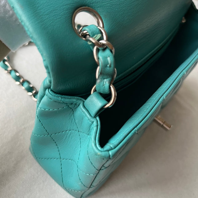 Chanel Classic Flap Mini Blue Lambskin Leather Gold Hardware 2014