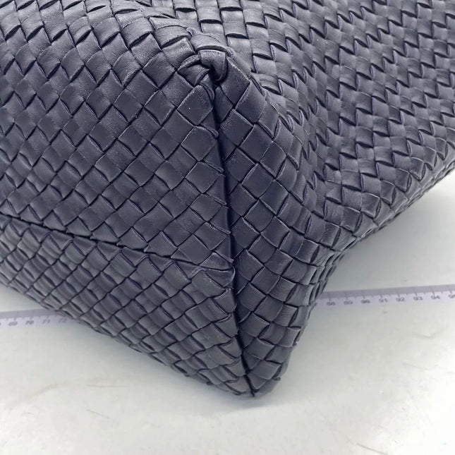 Bottega Veneta Cabat MM Intreccio Leather Tote Bag Navy 40cm